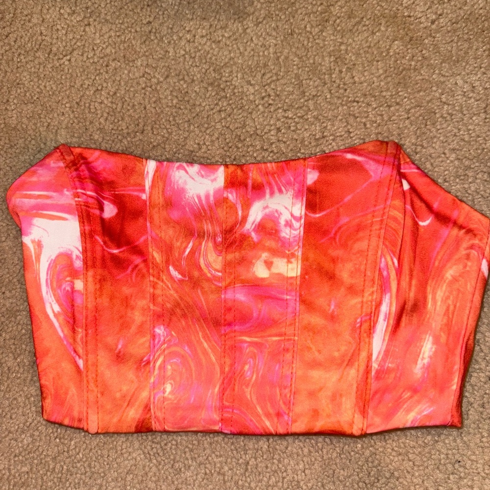 Stugaz Orange and Pink Strapless Top